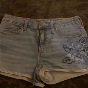 Light wash jean shorts